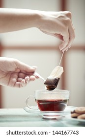 Human Hands Making Tea