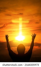 Human hands open palm up worship. Eucharist Therapy Bless God Helping Repent Catholic Easter Lent Mind Pray. Christian Religion concept background. fighting and victory for god - Shutterstock ID 2164335973