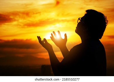 Human hands open palm up worship. Eucharist Therapy Bless God Helping Repent Catholic Easter Lent Mind Pray. Christian Religion concept background. fighting and victory for god - Shutterstock ID 2185510277