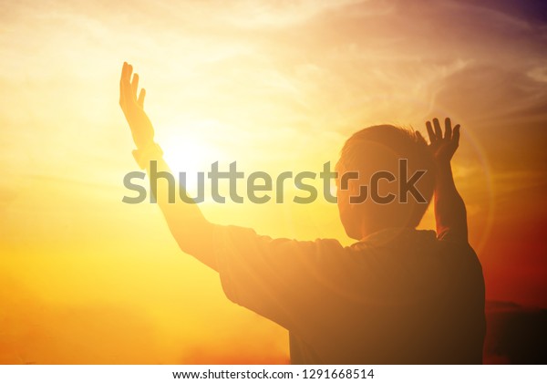 Human Hands Open Palm Worship Eucharist Stock Photo (Edit Now) 1291668514