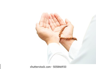 Human Hands praying on white background with clipping path.
