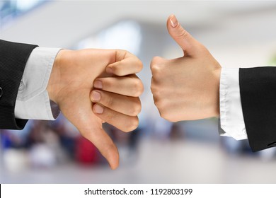 Human Hands Showing Agree Sign Versus Disagree