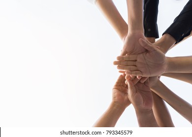 Human hands were a collaboration concept of teamwork business trust group of people  - Shutterstock ID 793345579