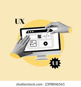 Human Hands, Working on Website, Mobile App Design, UI UX Design, Web Design, Web Page, Custom, Redesign, Build, Design, Display Device, Human Hand, Touch Screen, Copywriter, Vector, Hold, Analyze - Powered by Shutterstock