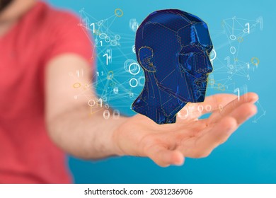 Human head and brain.Deep learning , Machine learning and artificial intelligence , AI Technology,