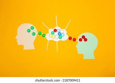 human head uploads data to cloud, another human head downloads data, creative art design - Powered by Shutterstock - Get 15% off with code: PIKWIZARD15
