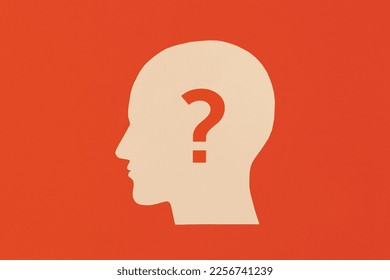 Human heads with a question mark on red background - Shutterstock ID 2256741239