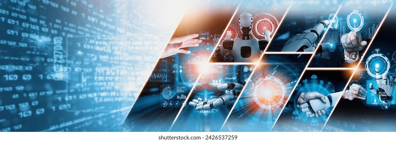 Human interact with AI artificial intelligence virtual assistant robot. Concept of AI artificial intelligence prompt engineering, LLM AI learning to use generative AI for increasing productivity. NLP