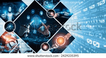 Human interact with AI artificial intelligence virtual assistant robot. Concept of AI artificial intelligence prompt engineering, LLM AI learning to use generative AI for increasing productivity. NLP