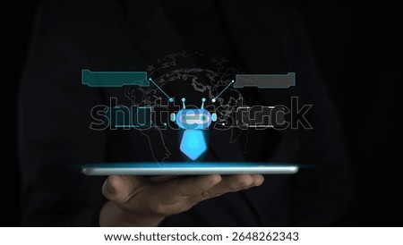 human interacts with an AI virtual assistant chatbot, illustrating the concept of prompt engineering and the use of large language models (LLMs).deep learning for generative AI in work applications.
