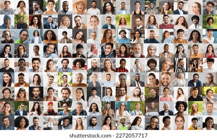 Human lifestyle concept. Collection of cheerful closeup photos of diverse men and women various ages and occupations, multiracial people posing indoors and outdoors, collage - Shutterstock ID 2272057717