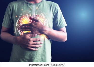 Human Lung. Lung Damage From The Corona Virus Covid 19. The Technology Concept.