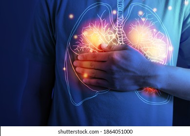 Human Lung. Lung Damage From The Corona Virus Covid 19. The Technology Concept.