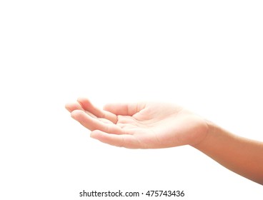 Human Open Empty Hands With Palms Up. Clipping Path.