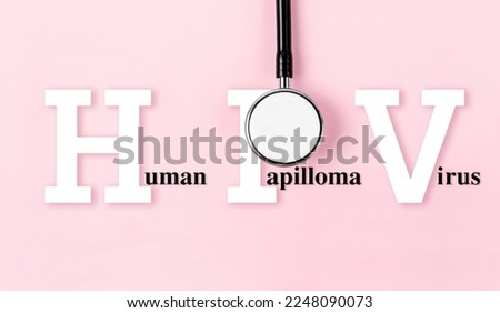 Human Papillomavirus or HPV and medical stethoscope on pink background, Screening for preventive cervical cancer in woman concepts. [[stock_photo]] © 