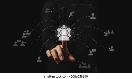 Human resource management. Business concept of recruiting new employees and expanding workforce. Online conference - Shutterstock ID 2086058149