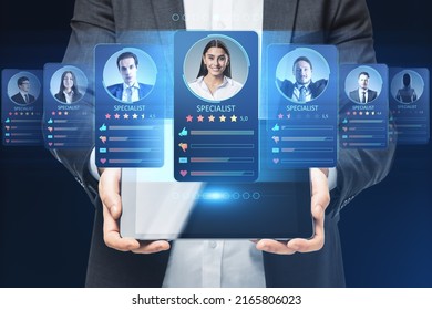 Human Resource Management Concept. CV Online To Choose The Perfect Employee For Business. Modern Technologies For Simplifying The Human Resources System. HR (human Resources) Technology. 