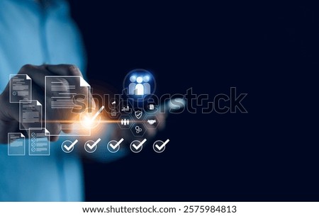 Human resource management concept, Digital HR effective management and recruitment, effective organizational structure, organizational leadership and team building.