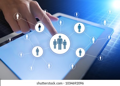Human resource management, HR, recruitment, leadership and teambuilding. Business and technology concept. - Shutterstock ID 1034692096