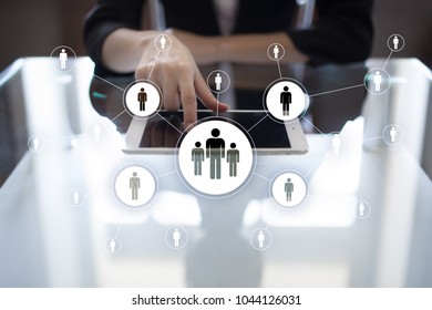 Human resource management, HR, recruitment, leadership and teambuilding. Business and technology concept. - Shutterstock ID 1044126031