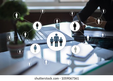 Human resource management, HR, recruitment, leadership and teambuilding. Business and technology concept. - Shutterstock ID 1059067361