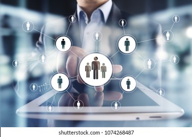 Human resource management, HR, recruitment, leadership and teambuilding. Business and technology concept. - Shutterstock ID 1074268487
