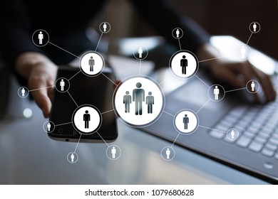 Human resource management, HR, recruitment, leadership and teambuilding. Business and technology concept. - Shutterstock ID 1079680628