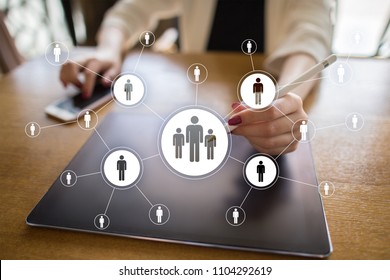 Human resource management, HR, recruitment, leadership and teambuilding. Business and technology concept. - Shutterstock ID 1104292619