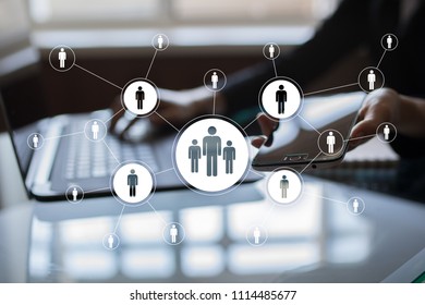 Human resource management, HR, recruitment, leadership and teambuilding. Business and technology concept. - Shutterstock ID 1114485677