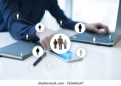 Human resource management, HR, recruitment, leadership and teambuilding. Business and technology concept. - Shutterstock ID 763606147