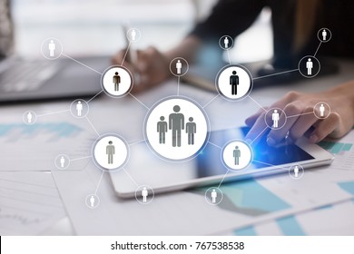 Human resource management, HR, recruitment, leadership and teambuilding. Business and technology concept. - Shutterstock ID 767538538