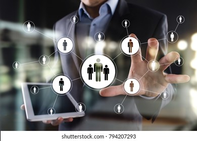 Human resource management, HR, recruitment, leadership and teambuilding. Business and technology concept. - Shutterstock ID 794207293