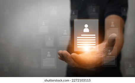 Human resource management, recruiting, hiring, hiring people, concepts, human resources job applicant selection The process of selecting people to participate in the event HR Leadership Recruitment - Shutterstock ID 2272103115