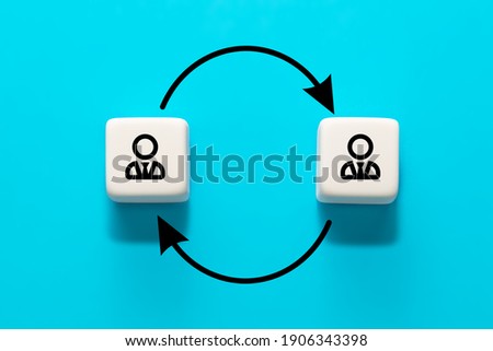Human resource management and recruitment concept. Job rotation or staff turnover icon.