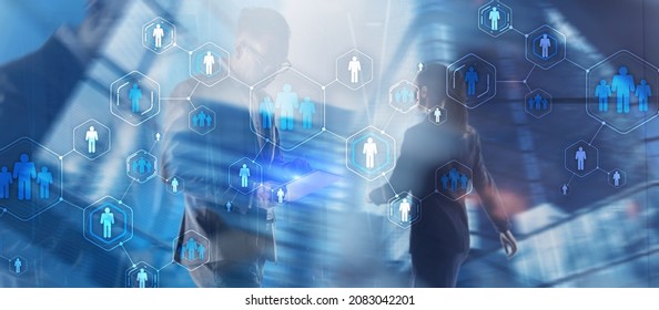 Human Resources Recruitment People Concept. Modern double exposure interface - Shutterstock ID 2083042201