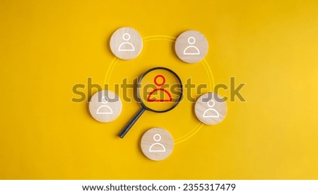 human resources, squad, searching, crew, goal, team, finding, connection, supporting, co-worker. middle of picture, magnifier to select team and squad, explore the best team to mission accomplished.