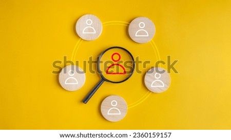 human resources, squad, searching, crew, goal, team, finding, connection, supporting, co-worker. middle of picture, magnifier to select team and squad, explore the best team to mission accomplished.