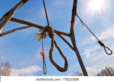 human rights - death penalty - noose on the rope against blue sky
