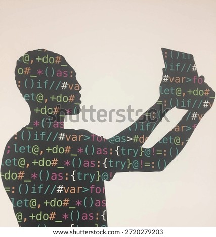 Human Silhouette Formed by Programming Code Symbols