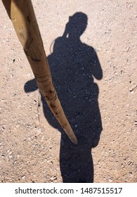 Human Silhoutte With Wooden Walking Pilgrim Stick