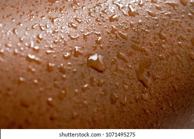 Human Skin, Summer Sweat, Water. Wet skin. Melanin. For exercise, Health and hydration Concept. African American Dark Brown