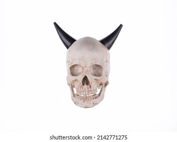 Human Skull Horns Isolated On White Stock Photo 2142771275 | Shutterstock