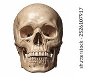 Human skull isolated, Front and back view of natural human skull on isolated black background