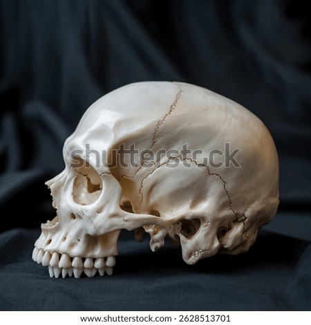 Human skull isolated, Front and back view of natural human skull on isolated black background
