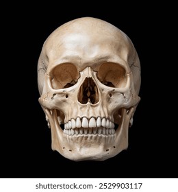 Human skull isolated, Front view of natural human skull on isolated black background
 - Powered by Shutterstock