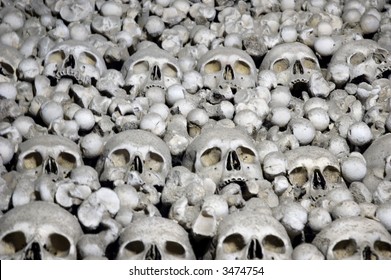 Human skulls and bones. Photo from Kutna Hora in Czech republic.