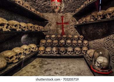 Human Skulls In Ossuary 