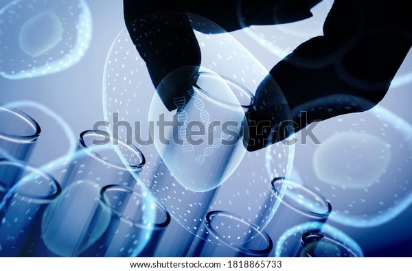 Human system cells molecular structure illustration\
in hand