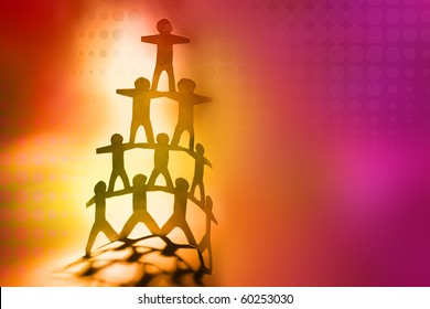 Human team pyramid on color background - Powered by Shutterstock