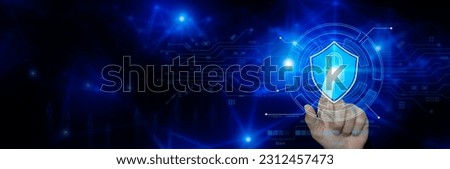 Human touch safety lock icon technology background abstract communication concept high-tech future digital innovation The Digital Transformation Concept of Next Generation Technology